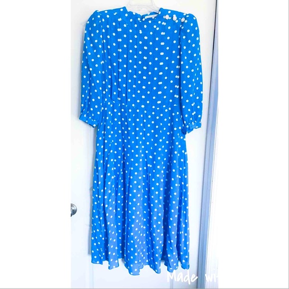 Azure Blue Alessandra Rich Pleated Embellished Silk Crepe de Chine Dress - Picture 6 of 16